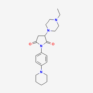 molecular formula C21H30N4O2 B2890857 3-(4-Ethylpiperazin-1-yl)-1-(4-(piperidin-1-yl)phenyl)pyrrolidine-2,5-dione CAS No. 887846-45-9