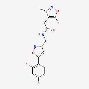 molecular formula C17H15F2N3O3 B2890861 N-((5-(2,4-difluorophenyl)isoxazol-3-yl)methyl)-2-(3,5-dimethylisoxazol-4-yl)acetamide CAS No. 1208888-58-7