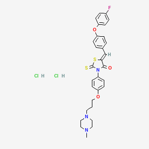 molecular formula C30H32Cl2FN3O3S2 B2890864 (5Z)-5-[[4-(4-Fluorophenoxy)phenyl]methylidene]-3-[4-[3-(4-methylpiperazin-1-yl)propoxy]phenyl]-2-sulfanylidene-1,3-thiazolidin-4-one;dihydrochloride CAS No. 1421612-25-0