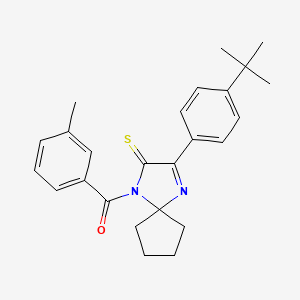 molecular formula C25H28N2OS B2890867 3-(4-叔丁基苯基)-1-(3-甲基苯甲酰)-1,4-二氮杂螺[4.4]壬-3-烯-2-硫酮 CAS No. 1223782-98-6