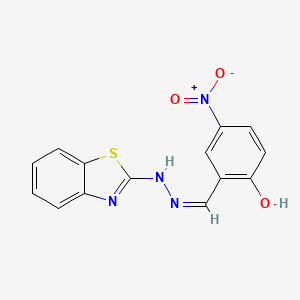 molecular formula C14H10N4O3S B2890872 (Z)-2-((2-(苯并[d]噻唑-2-基)腙)甲基)-4-硝基苯酚 CAS No. 299970-56-2