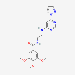 molecular formula C19H22N6O4 B2890877 N-(2-((6-(1H-pyrazol-1-yl)pyrimidin-4-yl)amino)ethyl)-3,4,5-trimethoxybenzamide CAS No. 1170915-81-7