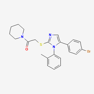 molecular formula C23H24BrN3OS B2890882 2-((5-(4-bromophenyl)-1-(o-tolyl)-1H-imidazol-2-yl)thio)-1-(piperidin-1-yl)ethanone CAS No. 1206994-40-2