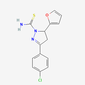 molecular formula C14H12ClN3OS B2890884 3-(4-氯苯基)-5-(呋喃-2-基)-4,5-二氢-1H-吡唑-1-硫代甲酰胺 CAS No. 686725-76-8