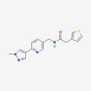 molecular formula C16H16N4OS B2890887 N-((6-(1-methyl-1H-pyrazol-4-yl)pyridin-3-yl)methyl)-2-(thiophen-3-yl)acetamide CAS No. 2034461-91-9