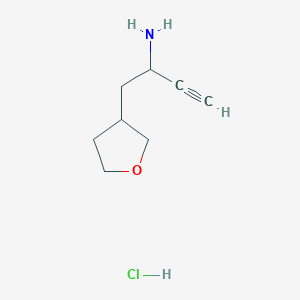 molecular formula C8H14ClNO B2890897 1-(Oxolan-3-yl)but-3-yn-2-amine hydrochloride CAS No. 2230802-62-5