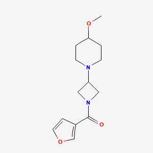 molecular formula C14H20N2O3 B2890901 呋喃-3-基(3-(4-甲氧基哌啶-1-基)氮杂环丁-1-基)甲苯酮 CAS No. 2034309-25-4