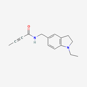 molecular formula C15H18N2O B2890909 N-[(1-Ethyl-2,3-dihydroindol-5-yl)methyl]but-2-ynamide CAS No. 2411312-51-9