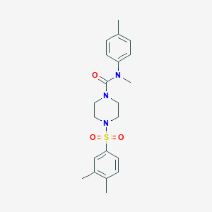 molecular formula C21H27N3O3S B289092 4-((3,4-dimethylphenyl)sulfonyl)-N-methyl-N-(p-tolyl)piperazine-1-carboxamide 