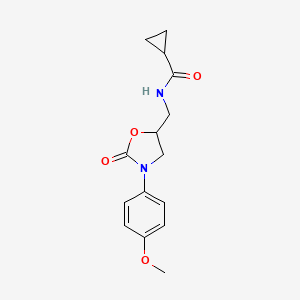 molecular formula C15H18N2O4 B2890966 N-((3-(4-methoxyphenyl)-2-oxooxazolidin-5-yl)methyl)cyclopropanecarboxamide CAS No. 955246-78-3