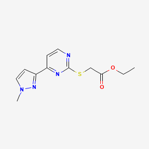 molecular formula C12H14N4O2S B2890968 Ethyl 2-((4-(1-methyl-1H-pyrazol-3-yl)pyrimidin-2-yl)thio)acetate CAS No. 1006323-19-8