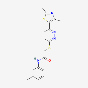 molecular formula C18H18N4OS2 B2890970 2-((6-(2,4-dimethylthiazol-5-yl)pyridazin-3-yl)thio)-N-(m-tolyl)acetamide CAS No. 872988-08-4