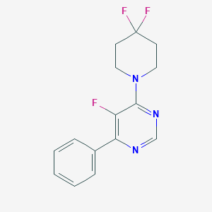 molecular formula C15H14F3N3 B2890980 4-(4,4-Difluoropiperidin-1-yl)-5-fluoro-6-phenylpyrimidine CAS No. 2415511-02-1