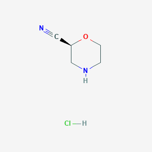 molecular formula C5H9ClN2O B2890985 (S)-Morpholine-2-carbonitrile hydrochloride CAS No. 1417789-39-9