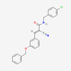molecular formula C24H19ClN2O2 B2890987 (E)-N-[(4-chlorophenyl)methyl]-2-cyano-3-(3-phenylmethoxyphenyl)prop-2-enamide CAS No. 477974-43-9