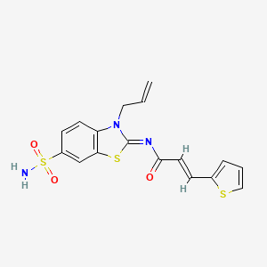 molecular formula C17H15N3O3S3 B2890991 (2E,NZ)-N-(3-allyl-6-sulfamoylbenzo[d]thiazol-2(3H)-ylidene)-3-(thiophen-2-yl)acrylamide CAS No. 865176-36-9