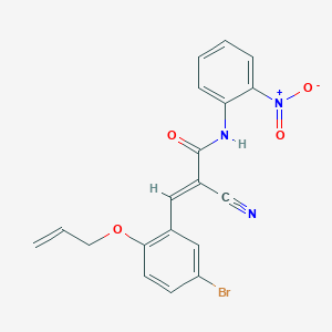 molecular formula C19H14BrN3O4 B2891003 (E)-3-(5-溴-2-丙-2-烯氧基苯基)-2-氰基-N-(2-硝基苯基)丙-2-烯酰胺 CAS No. 444658-38-2