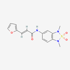 molecular formula C15H15N3O4S B2891022 (E)-N-(1,3-dimethyl-2,2-dioxido-1,3-dihydrobenzo[c][1,2,5]thiadiazol-5-yl)-3-(furan-2-yl)acrylamide CAS No. 2035018-22-3