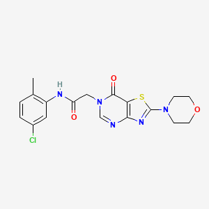 molecular formula C18H18ClN5O3S B2891045 N-(5-chloro-2-methylphenyl)-2-[2-(morpholin-4-yl)-7-oxo-6H,7H-[1,3]thiazolo[4,5-d]pyrimidin-6-yl]acetamide CAS No. 1223800-48-3