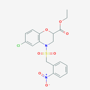 molecular formula C18H17ClN2O7S B2891046 6-氯-4-[(2-硝基苯甲基)磺酰基]-3,4-二氢-2H-1,4-苯并恶嗪-2-羧酸乙酯 CAS No. 866134-55-6