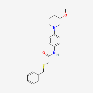 molecular formula C21H26N2O2S B2891050 2-(benzylthio)-N-(4-(3-methoxypiperidin-1-yl)phenyl)acetamide CAS No. 1797318-56-9