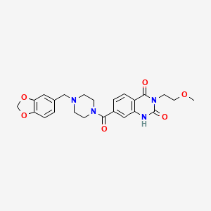 molecular formula C24H26N4O6 B2891062 7-{[4-(1,3-benzodioxol-5-ylmethyl)piperazin-1-yl]carbonyl}-3-(2-methoxyethyl)quinazoline-2,4(1H,3H)-dione CAS No. 892272-06-9