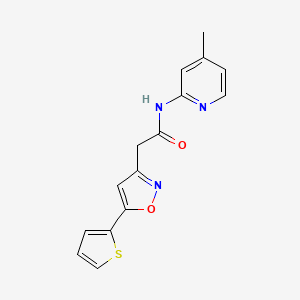 molecular formula C15H13N3O2S B2891064 N-(4-methylpyridin-2-yl)-2-(5-(thiophen-2-yl)isoxazol-3-yl)acetamide CAS No. 953160-69-5