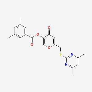 molecular formula C21H20N2O4S B2891069 3,5-二甲基苯甲酸[6-[(4,6-二甲基嘧啶-2-基)硫代甲基]-4-氧代吡喃-3-基]酯 CAS No. 877635-36-4