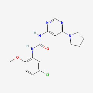 molecular formula C16H18ClN5O2 B2891074 1-(5-Chloro-2-methoxyphenyl)-3-(6-(pyrrolidin-1-yl)pyrimidin-4-yl)urea CAS No. 1396849-63-0