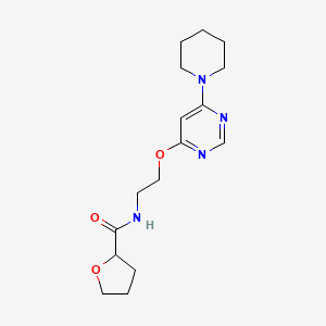molecular formula C16H24N4O3 B2891098 N-(2-((6-(piperidin-1-yl)pyrimidin-4-yl)oxy)ethyl)tetrahydrofuran-2-carboxamide CAS No. 1209116-12-0