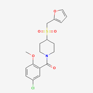 molecular formula C18H20ClNO5S B2891108 (5-Chloro-2-methoxyphenyl)(4-((furan-2-ylmethyl)sulfonyl)piperidin-1-yl)methanone CAS No. 1448121-80-9
