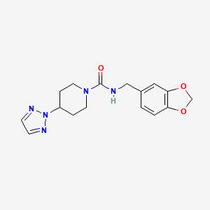 molecular formula C16H19N5O3 B2891111 N-(苯并[d][1,3]二氧杂环-5-基甲基)-4-(2H-1,2,3-三唑-2-基)哌啶-1-甲酰胺 CAS No. 2201253-33-8