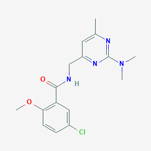 molecular formula C16H19ClN4O2 B2891125 5-chloro-N-((2-(dimethylamino)-6-methylpyrimidin-4-yl)methyl)-2-methoxybenzamide CAS No. 1797975-40-6
