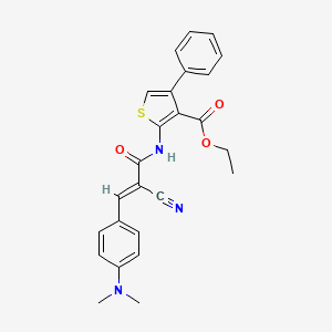 molecular formula C25H23N3O3S B2891138 (E)-乙基 2-(2-氰基-3-(4-(二甲基氨基)苯基)丙烯酰胺基)-4-苯硫代吩-3-羧酸酯 CAS No. 373615-02-2