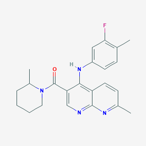 (4-((3-Fluoro-4-methylphenyl)amino)-7-methyl-1,8-naphthyridin-3-yl)(2-methylpiperidin-1-yl)methanone
