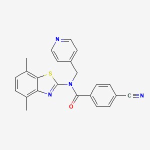 molecular formula C23H18N4OS B2891145 4-cyano-N-(4,7-dimethylbenzo[d]thiazol-2-yl)-N-(pyridin-4-ylmethyl)benzamide CAS No. 941958-15-2