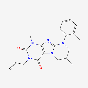 molecular formula C20H23N5O2 B2891146 1,7-dimethyl-9-(2-methylphenyl)-3-prop-2-enyl-7,8-dihydro-6H-purino[7,8-a]pyrimidine-2,4-dione CAS No. 876901-20-1