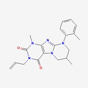 molecular formula C20H23N5O2 B2891146 1,7-二甲基-9-(2-甲基苯基)-3-丙-2-烯基-7,8-二氢-6H-嘌呤[7,8-a]嘧啶-2,4-二酮 CAS No. 876901-20-1