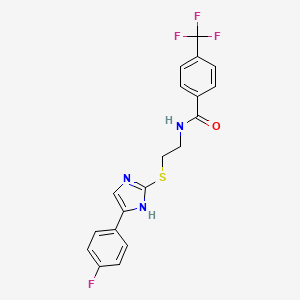molecular formula C19H15F4N3OS B2891154 N-(2-((5-(4-氟苯基)-1H-咪唑-2-基)硫代)乙基)-4-(三氟甲基)苯甲酰胺 CAS No. 897456-09-6