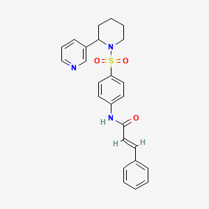 molecular formula C25H25N3O3S B2891156 N-(4-((2-(pyridin-3-yl)piperidin-1-yl)sulfonyl)phenyl)cinnamamide CAS No. 393834-66-7