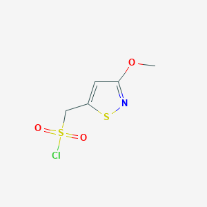 molecular formula C5H6ClNO3S2 B2891157 (3-Methoxy-1,2-thiazol-5-yl)methanesulfonyl chloride CAS No. 1936670-65-3