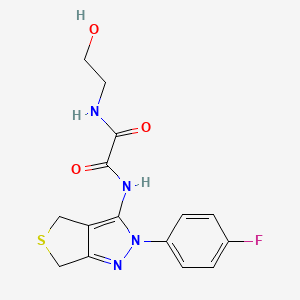 molecular formula C15H15FN4O3S B2891158 N'-[2-(4-FLUOROPHENYL)-2H,4H,6H-THIENO[3,4-C]PYRAZOL-3-YL]-N-(2-HYDROXYETHYL)ETHANEDIAMIDE CAS No. 946252-69-3