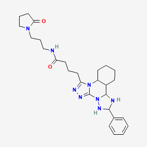 molecular formula C27H28N8O2 B2891167 N-[3-(2-氧代吡咯烷-1-基)丙基]-4-{9-苯基-2,4,5,7,8,10-六氮杂四环[10.4.0.0^{2,6}.0^{7,11}]十六烷-1(16),3,5,8,10,12,14-庚烯-3-基}丁酰胺 CAS No. 902290-59-9