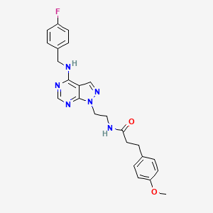 molecular formula C24H25FN6O2 B2891169 N-(2-(4-((4-fluorobenzyl)amino)-1H-pyrazolo[3,4-d]pyrimidin-1-yl)ethyl)-3-(4-methoxyphenyl)propanamide CAS No. 1170030-03-1