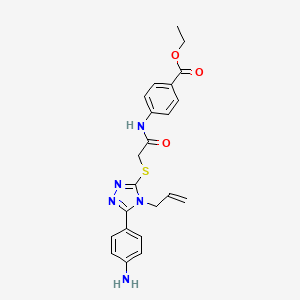 molecular formula C22H23N5O3S B2891173 Ethyl 4-[[2-[[5-(4-aminophenyl)-4-prop-2-enyl-1,2,4-triazol-3-yl]sulfanyl]acetyl]amino]benzoate CAS No. 879620-35-6