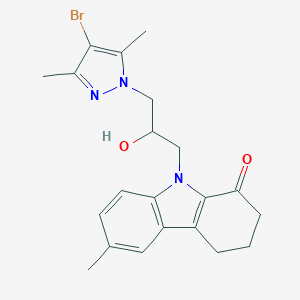 molecular formula C21H24BrN3O2 B289118 9-[3-(4-bromo-3,5-dimethyl-1H-pyrazol-1-yl)-2-hydroxypropyl]-6-methyl-2,3,4,9-tetrahydro-1H-carbazol-1-one 