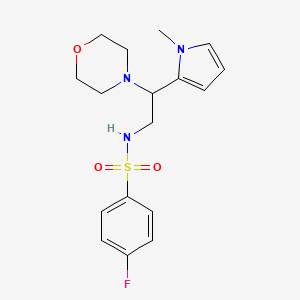 molecular formula C17H22FN3O3S B2891182 4-氟-N-(2-(1-甲基-1H-吡咯-2-基)-2-吗啉乙基)苯磺酰胺 CAS No. 1049369-83-6