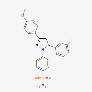 molecular formula C22H20FN3O3S B2891198 4-(5-(3-fluorophenyl)-3-(4-methoxyphenyl)-4,5-dihydro-1H-pyrazol-1-yl)benzenesulfonamide CAS No. 867041-66-5