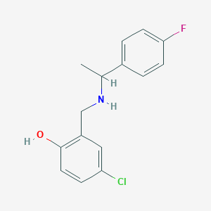 molecular formula C15H15ClFNO B2891200 4-氯-2-({[1-(4-氟苯基)乙基]氨基}甲基)苯酚 CAS No. 1042541-61-6