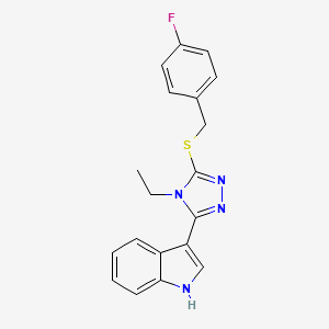 molecular formula C19H17FN4S B2891212 3-(4-ethyl-5-((4-fluorobenzyl)thio)-4H-1,2,4-triazol-3-yl)-1H-indole CAS No. 830349-81-0